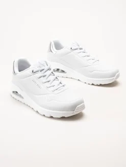 Skechers - Uno - Shimmer Away - Vita sneakers i skinnimitation