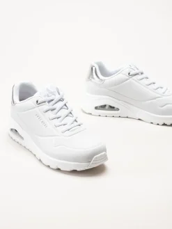 Skechers - Uno - Shimmer Away - Vita sneakers i skinnimitation