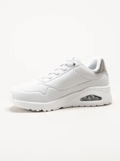 Skechers - Uno - Shimmer Away - Vita sneakers i skinnimitation