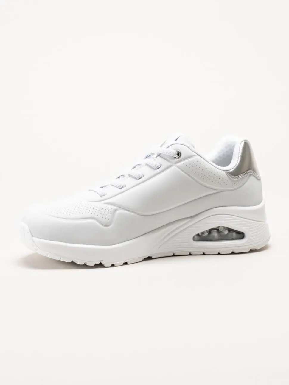 Skechers - Uno - Shimmer Away - Vita sneakers i skinnimitation