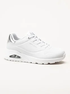 Skechers - Uno - Shimmer Away - Vita sneakers i skinnimitation