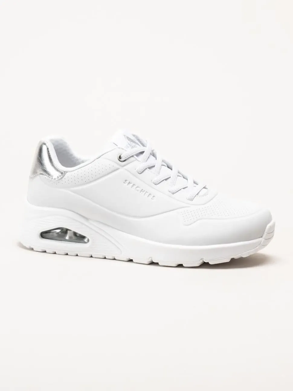 Skechers - Uno - Shimmer Away - Vita sneakers i skinnimitation