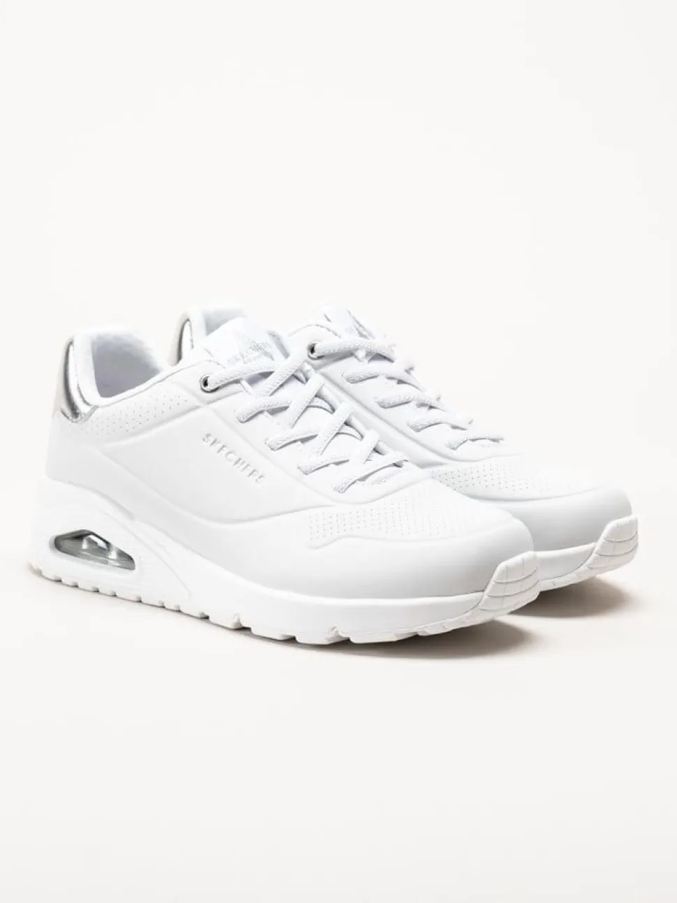 Skechers - Uno - Shimmer Away - Vita sneakers i skinnimitation