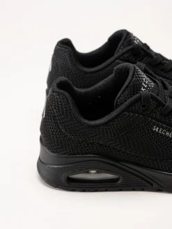 Skechers - Uno - Shiny Scale - Svarta sneakers med ormmönster