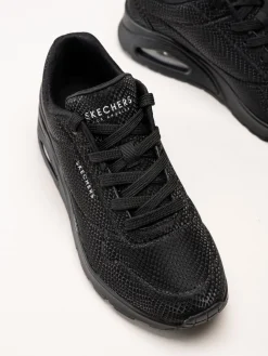 Skechers - Uno - Shiny Scale - Svarta sneakers med ormmönster