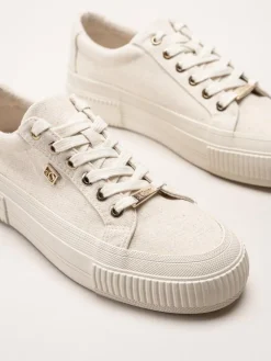 S.Oliver - Beige platåsneakers i textil