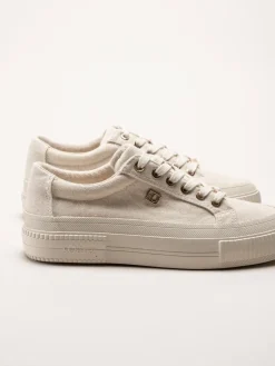 S.Oliver - Beige platåsneakers i textil