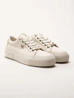 S.Oliver - Beige platåsneakers i textil
