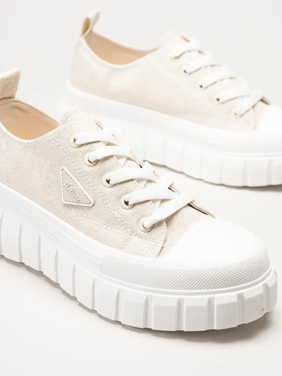 S.Oliver - Ljusbeige chunky sneakers i textil