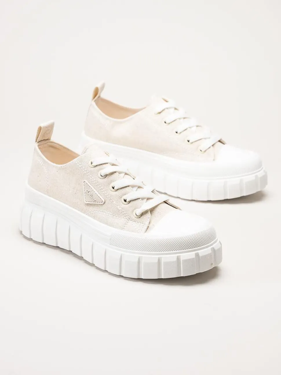S.Oliver - Ljusbeige chunky sneakers i textil