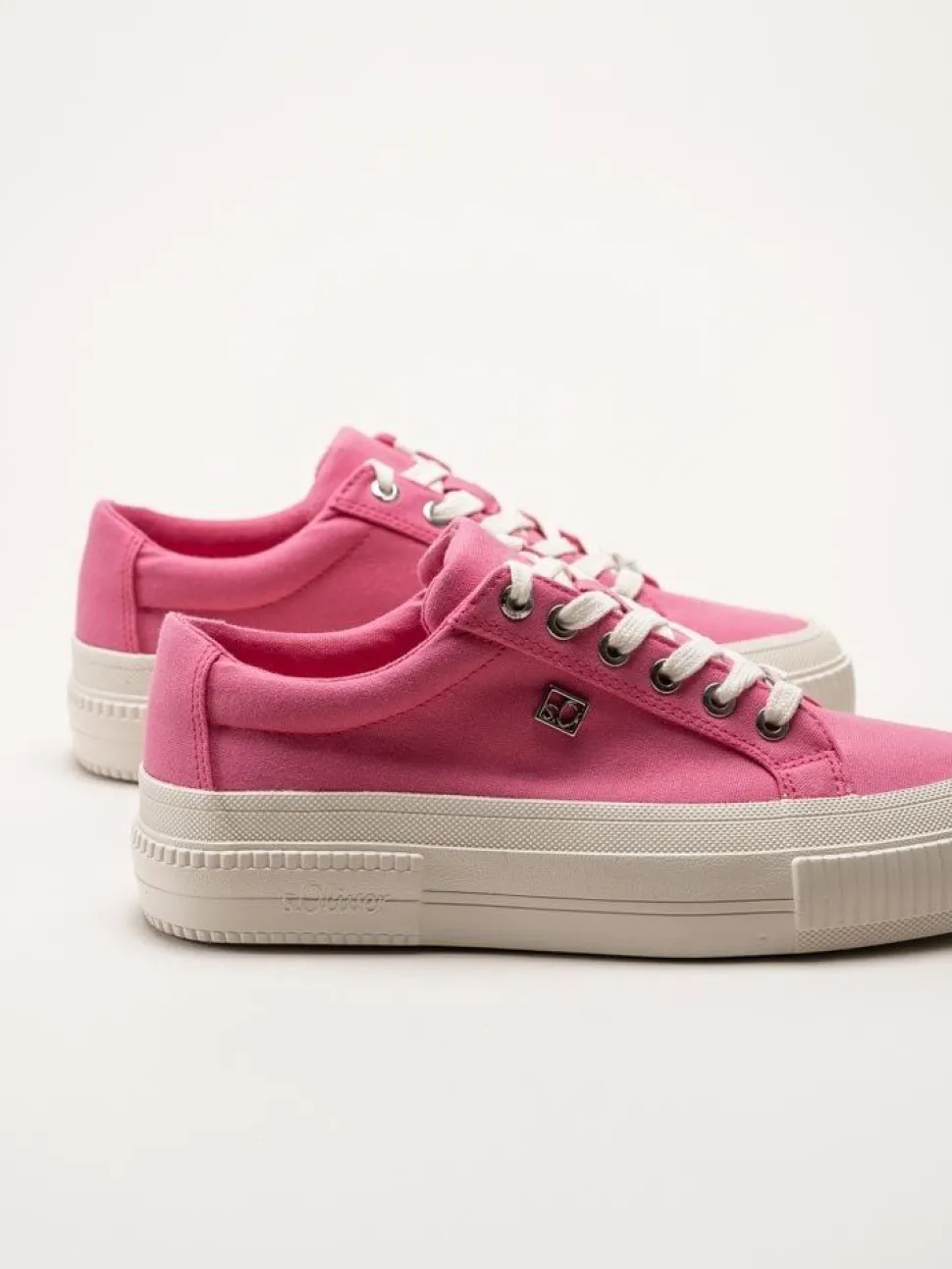 S.Oliver - Rosa platåsneakers i textil