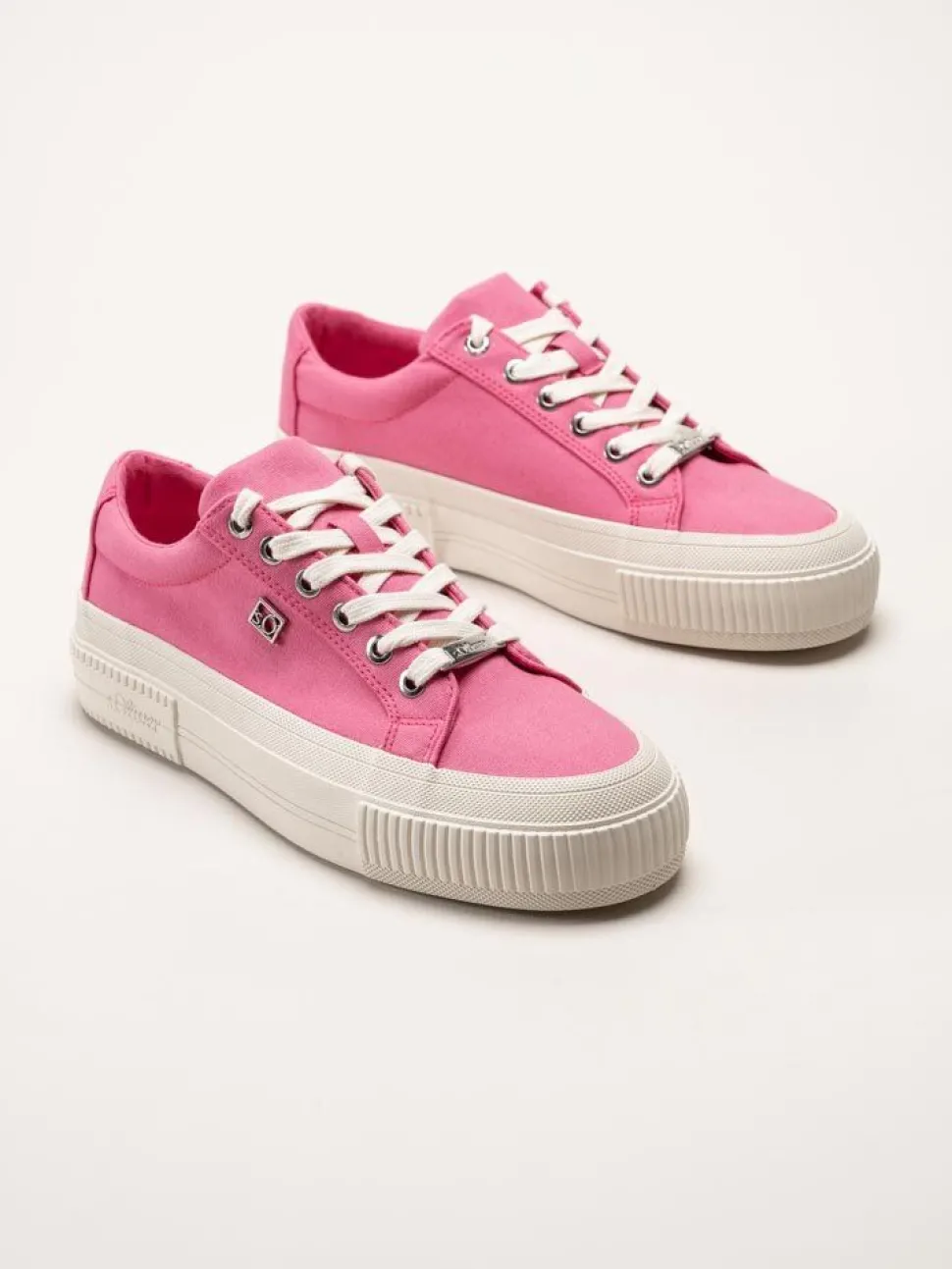 S.Oliver - Rosa platåsneakers i textil