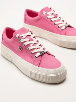 S.Oliver - Rosa platåsneakers i textil