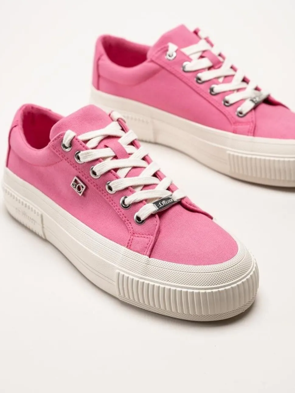 S.Oliver - Rosa platåsneakers i textil