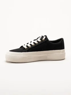 S.Oliver - Svarta platåsneakers i textil