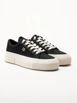S.Oliver - Svarta platåsneakers i textil
