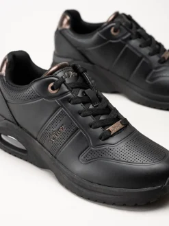 S.Oliver - Svarta sneakers i skinnimitation