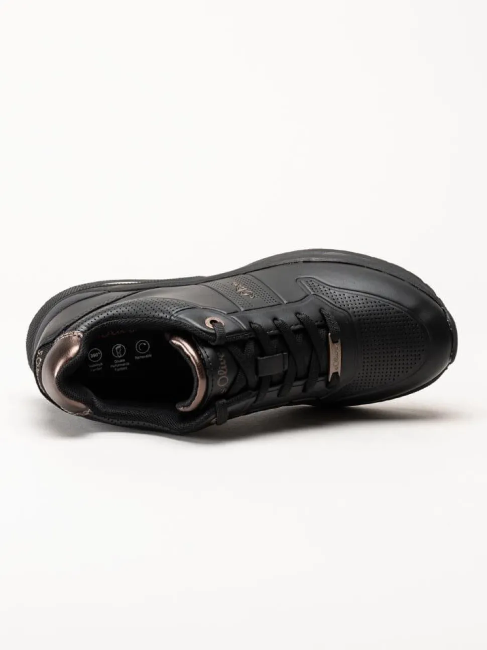 S.Oliver - Svarta sneakers i skinnimitation