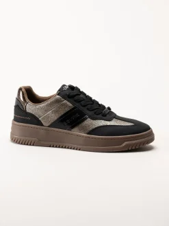 S.Oliver - Svarta sneakers med partier i mörk guldfärg
