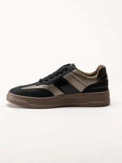 S.Oliver - Svarta sneakers med partier i mörk guldfärg