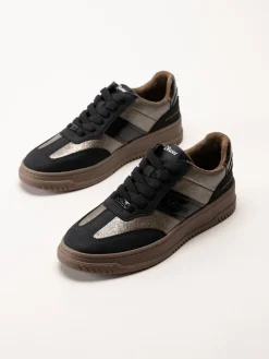 S.Oliver - Svarta sneakers med partier i mörk guldfärg