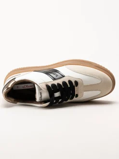 S.Oliver - Vita sneakers med partier i beige och svart