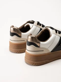 S.Oliver - Vita sneakers med partier i beige och svart