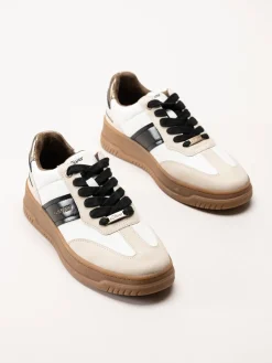 S.Oliver - Vita sneakers med partier i beige och svart