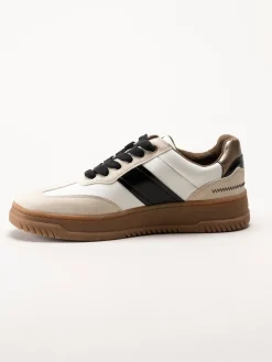 S.Oliver - Vita sneakers med partier i beige och svart