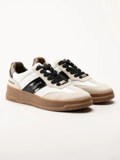 S.Oliver - Vita sneakers med partier i beige och svart