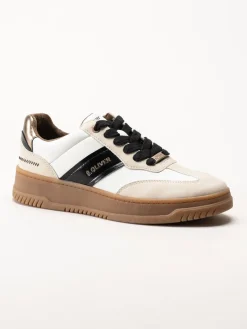 S.Oliver - Vita sneakers med partier i beige och svart