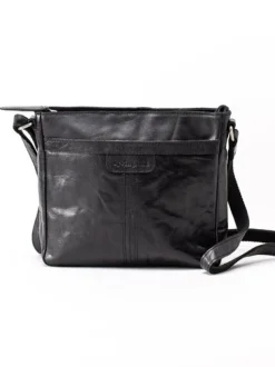 Springfield - Mörkbrun mindre axelremsväska i skinn
