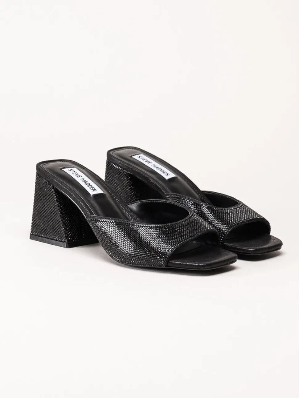 Steve Madden - Glowing-R - Svarta mules med strass