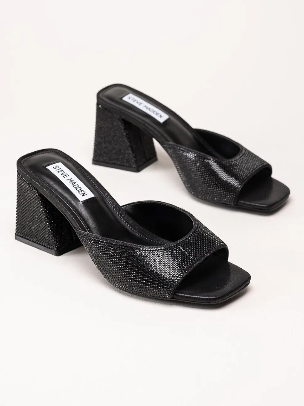 Steve Madden - Glowing-R - Svarta mules med strass