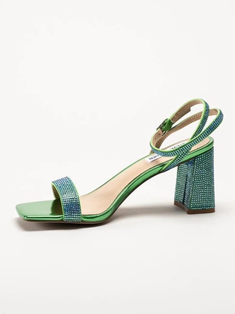 Steve Madden - Luxe-R - Gröna sandaletter med strass