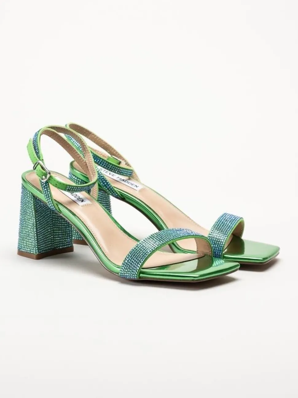 Steve Madden - Luxe-R - Gröna sandaletter med strass