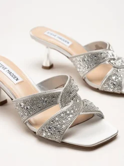 Steve Madden - Silverfärgade slip in sandaletter