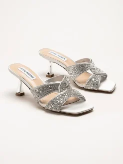Steve Madden - Silverfärgade slip in sandaletter