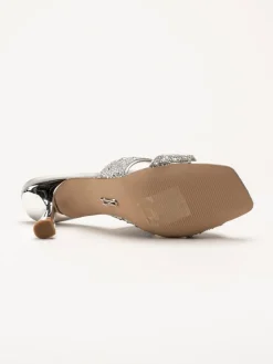 Steve Madden - Silverfärgade slip in sandaletter