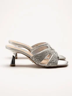 Steve Madden - Silverfärgade slip in sandaletter