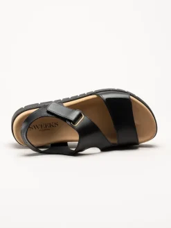 Sweeks - Gabriela - Svarta sandaler i skinn