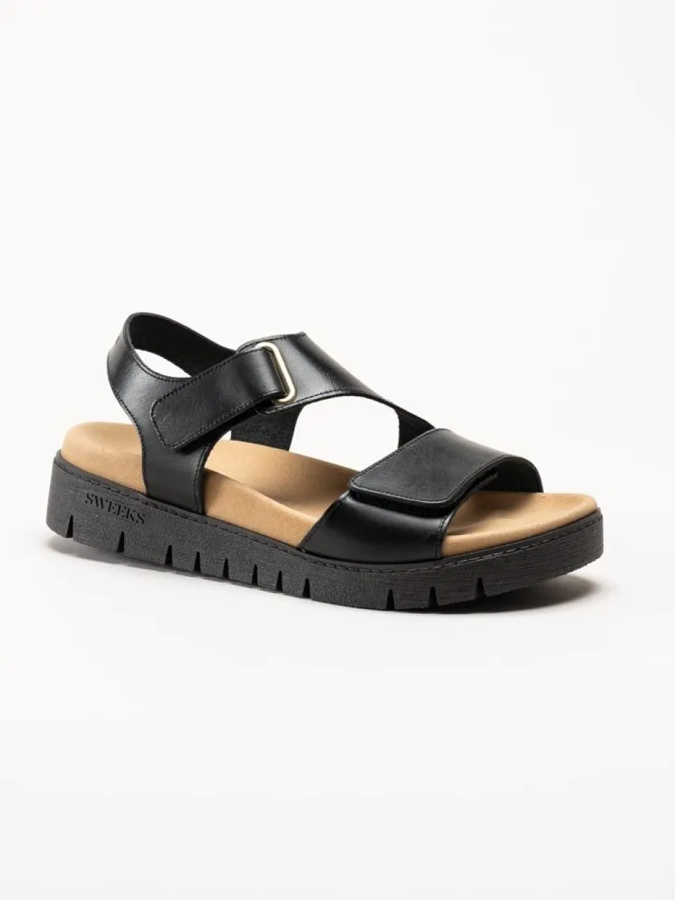 Sweeks - Gabriela - Svarta sandaler i skinn