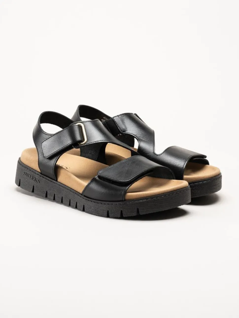 Sweeks - Gabriela - Svarta sandaler i skinn