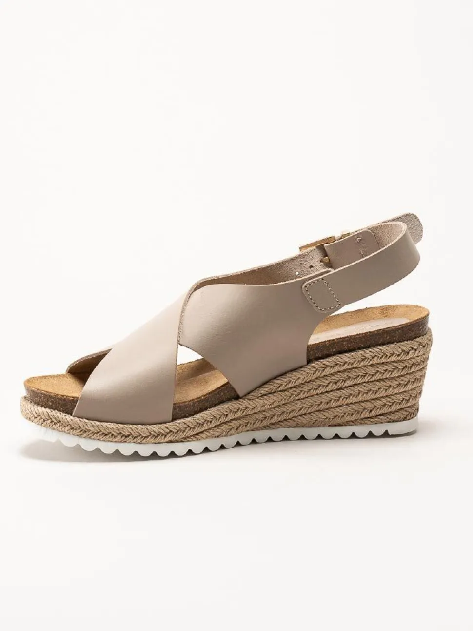 Sweeks - Selma Cross - Beige kilklackade sandaletter i skinn