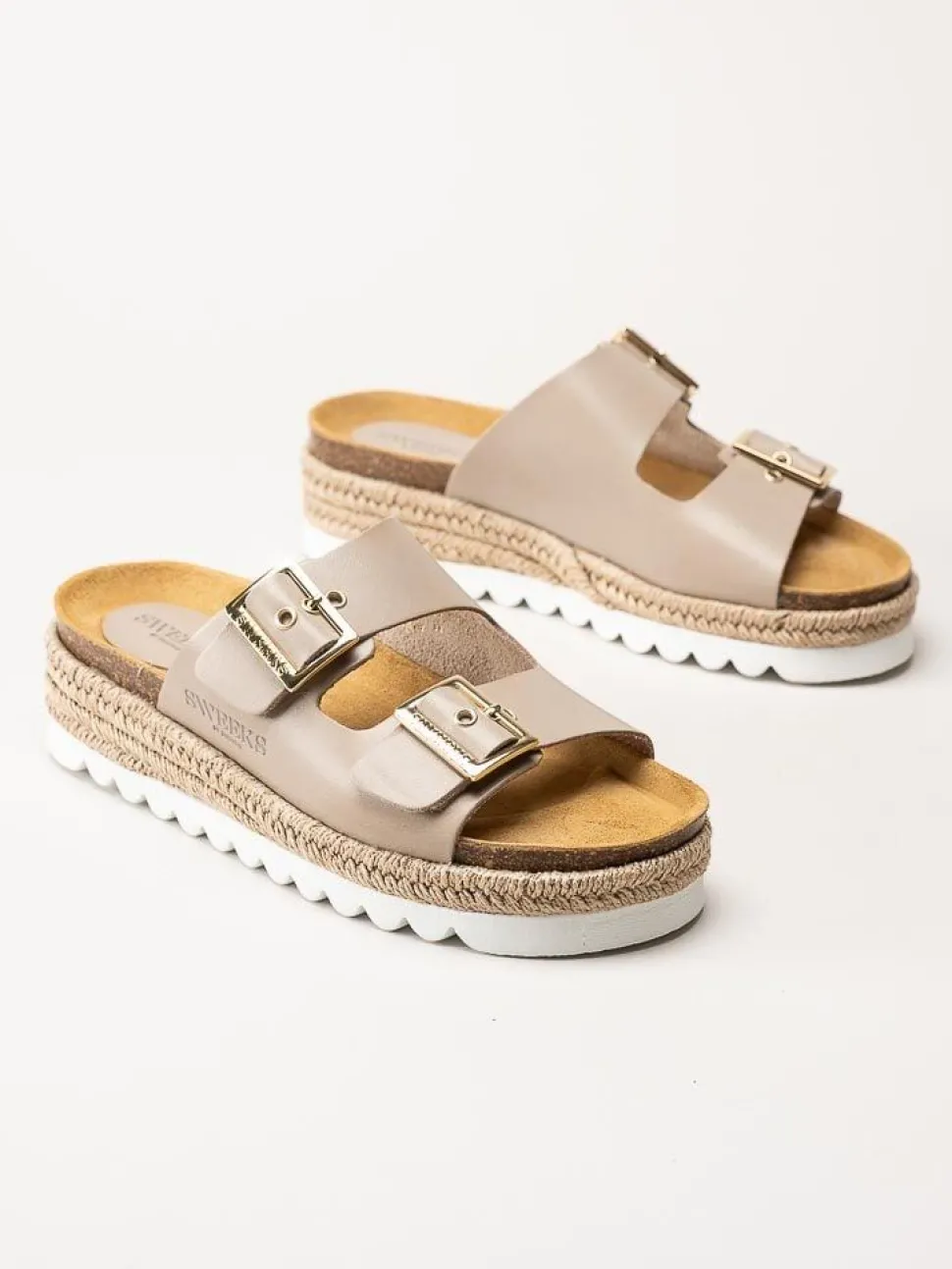Sweeks - Sonja - Beige slip in sandaler i skinn