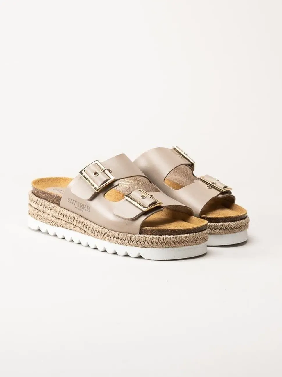 Sweeks - Sonja - Beige slip in sandaler i skinn
