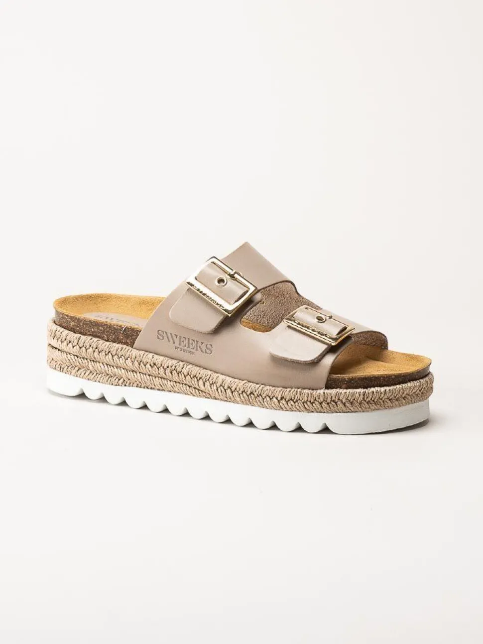 Sweeks - Sonja - Beige slip in sandaler i skinn