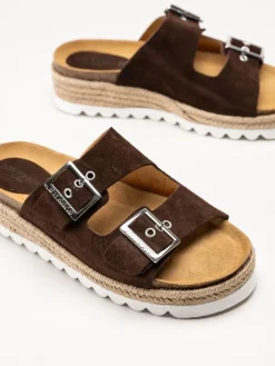 Sweeks - Sonja - Bruna slip in sandaler i mocka