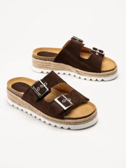 Sweeks - Sonja - Bruna slip in sandaler i mocka