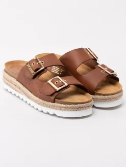 Sweeks - Sonja - Bruna slip in sandaler med repklädd sula